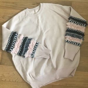 Baby pink sweater with lace on arms